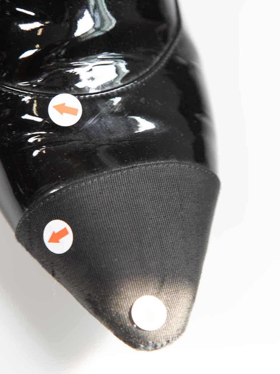 Chanel Black Patent Leather CC Logo Chelsea Boots Size IT 37.5 2