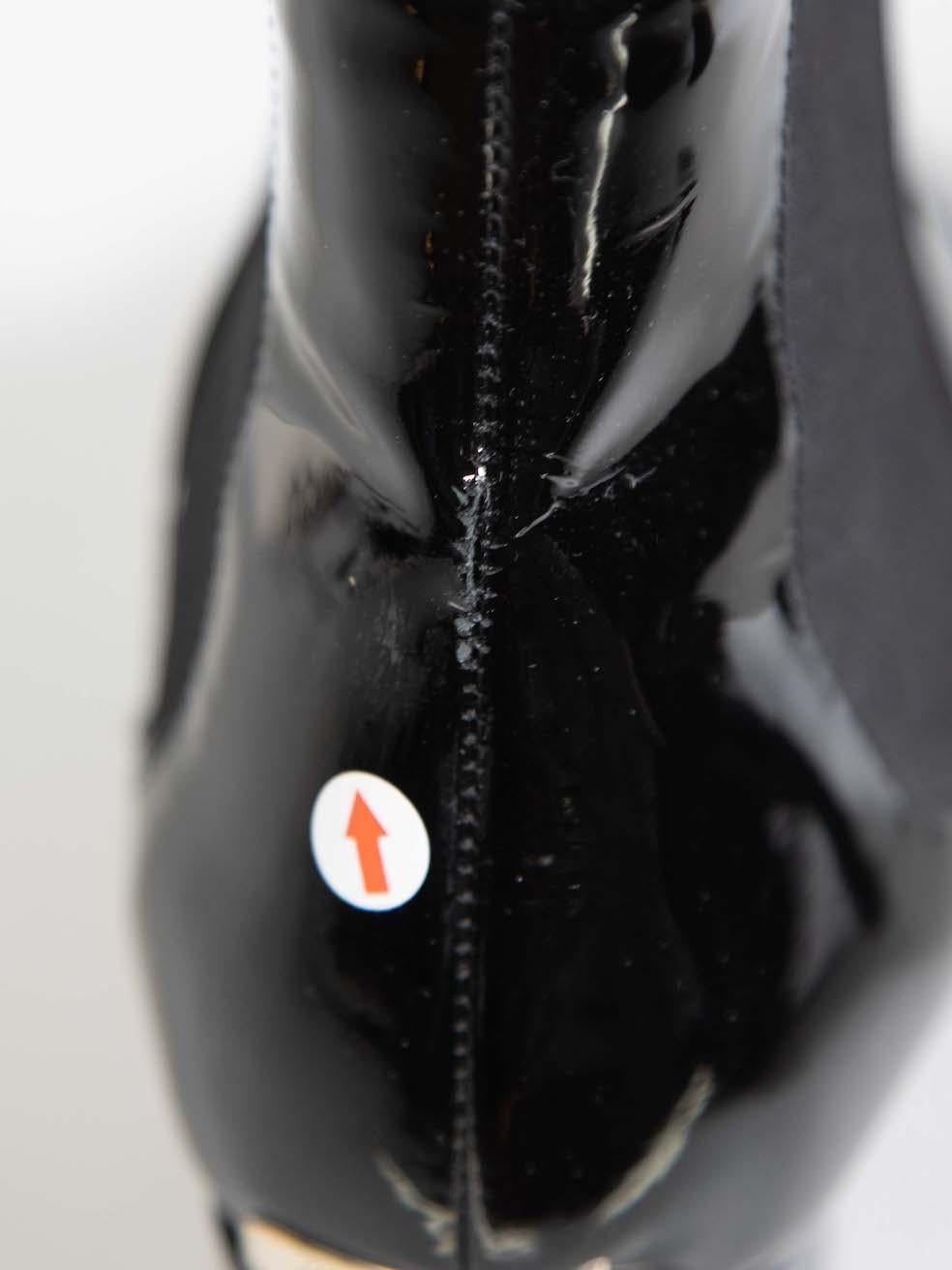 Chanel Black Patent Leather CC Logo Chelsea Boots Size IT 37.5 4