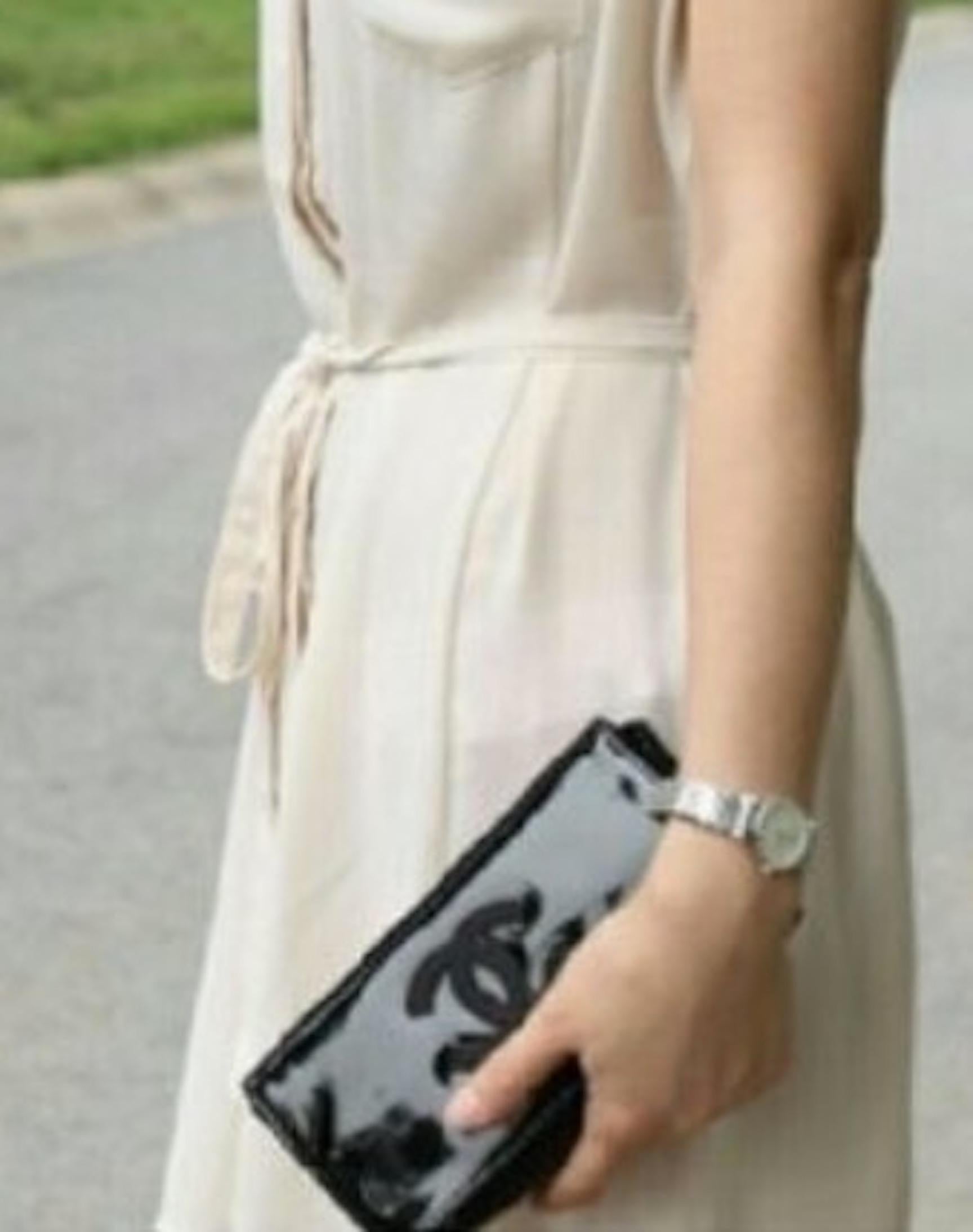 Chanel Black Patent Leather CC Logo Clutch Fanny Waist Belt Bag at