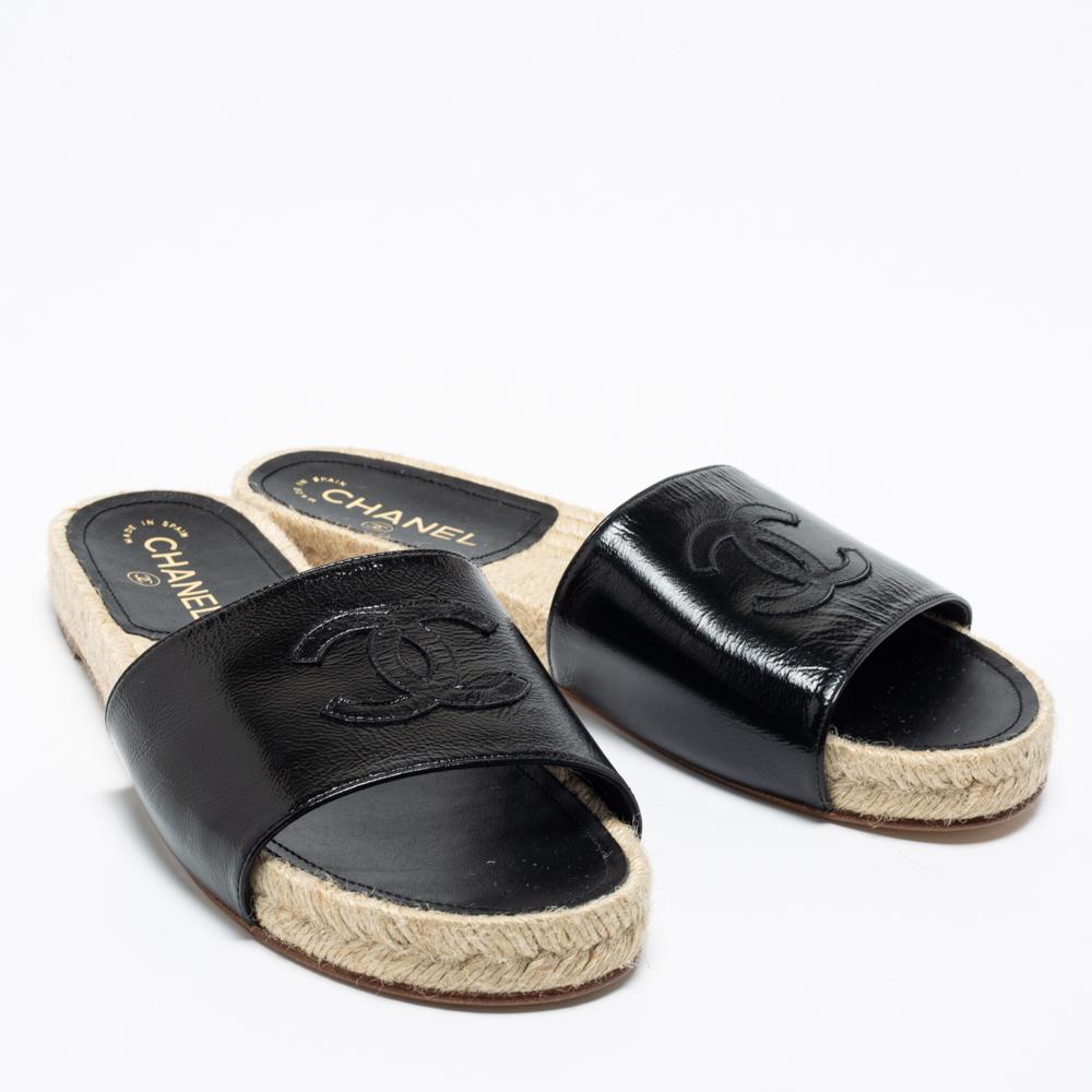 black espadrille slides