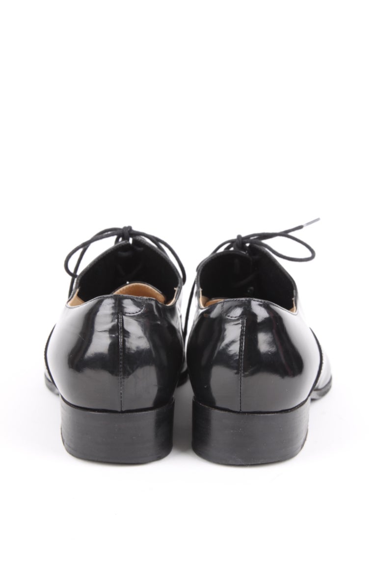 Chanel black patent leather CC logo pointed-toe loafers For Sale at 1stDibs