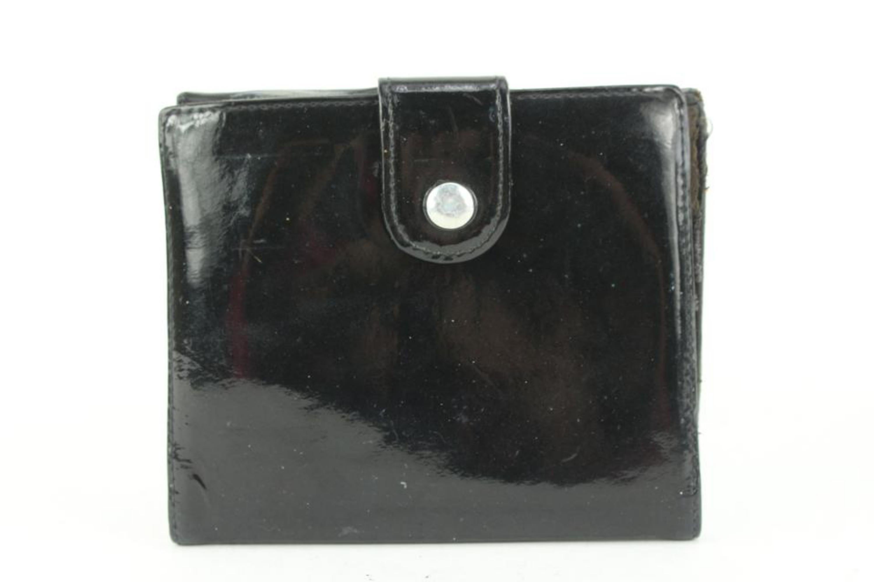 Chanel Black Patent Leather CC Logo Square Compact Coin Purse Wallet 6C111 3