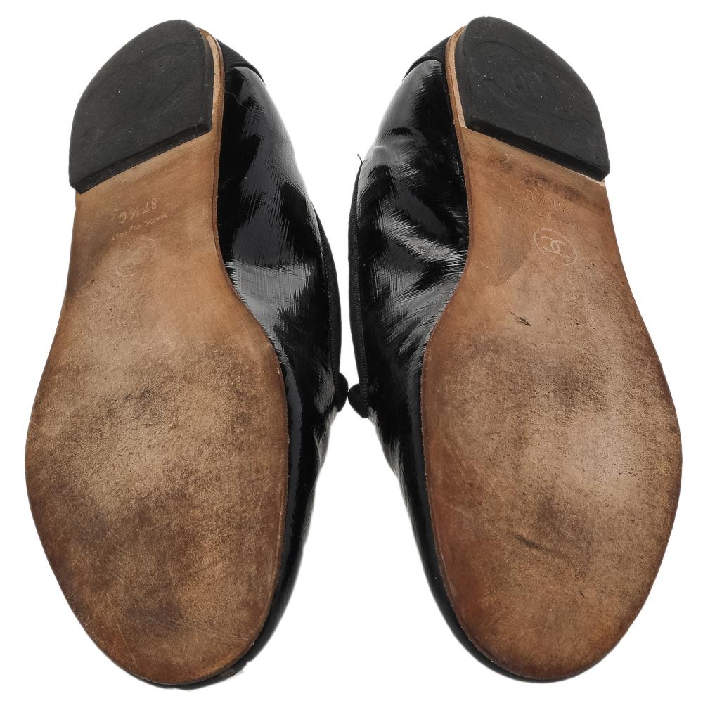 Chanel Black Patent Leather CC Smoking Slippers Size 37.5 1