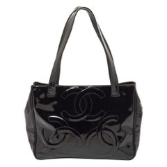 Chanel Black Patent Leather CC Tote
