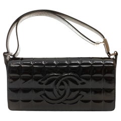CHANEL, Bags, Chanel Vintage Logo Chocolate Bar Clutch Bag Black White  Leather Rankab 2105