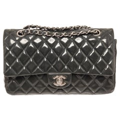 Chanel Black Patent Leather Classic Double Flap Shoulder Bag