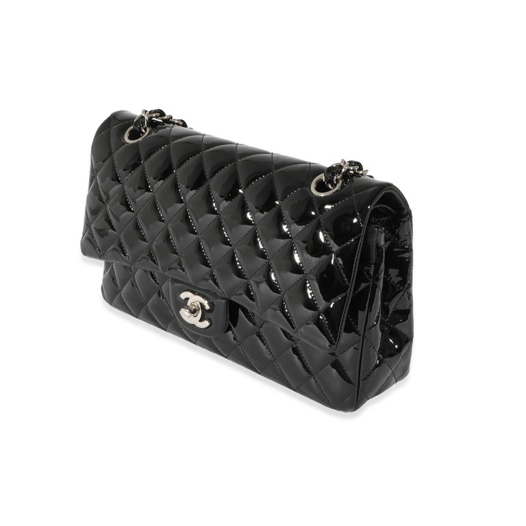 Chanel Black Patent Leather Classic Medium Double Flap Bag For Sale at ...