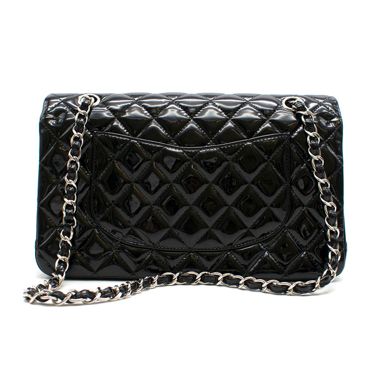 Women's Chanel Black Patent Leather Double Flap Classic Handbag 