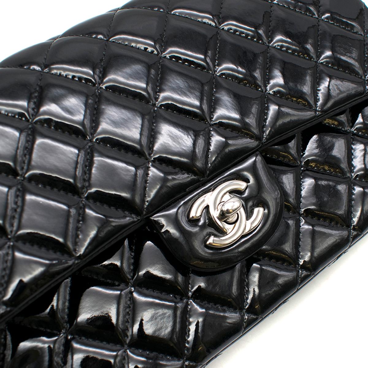 Chanel Black Patent Leather Double Flap Classic Handbag  3