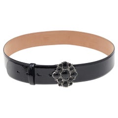 Chanel Black Patent Leather Embellished Buckle Belt 85cm