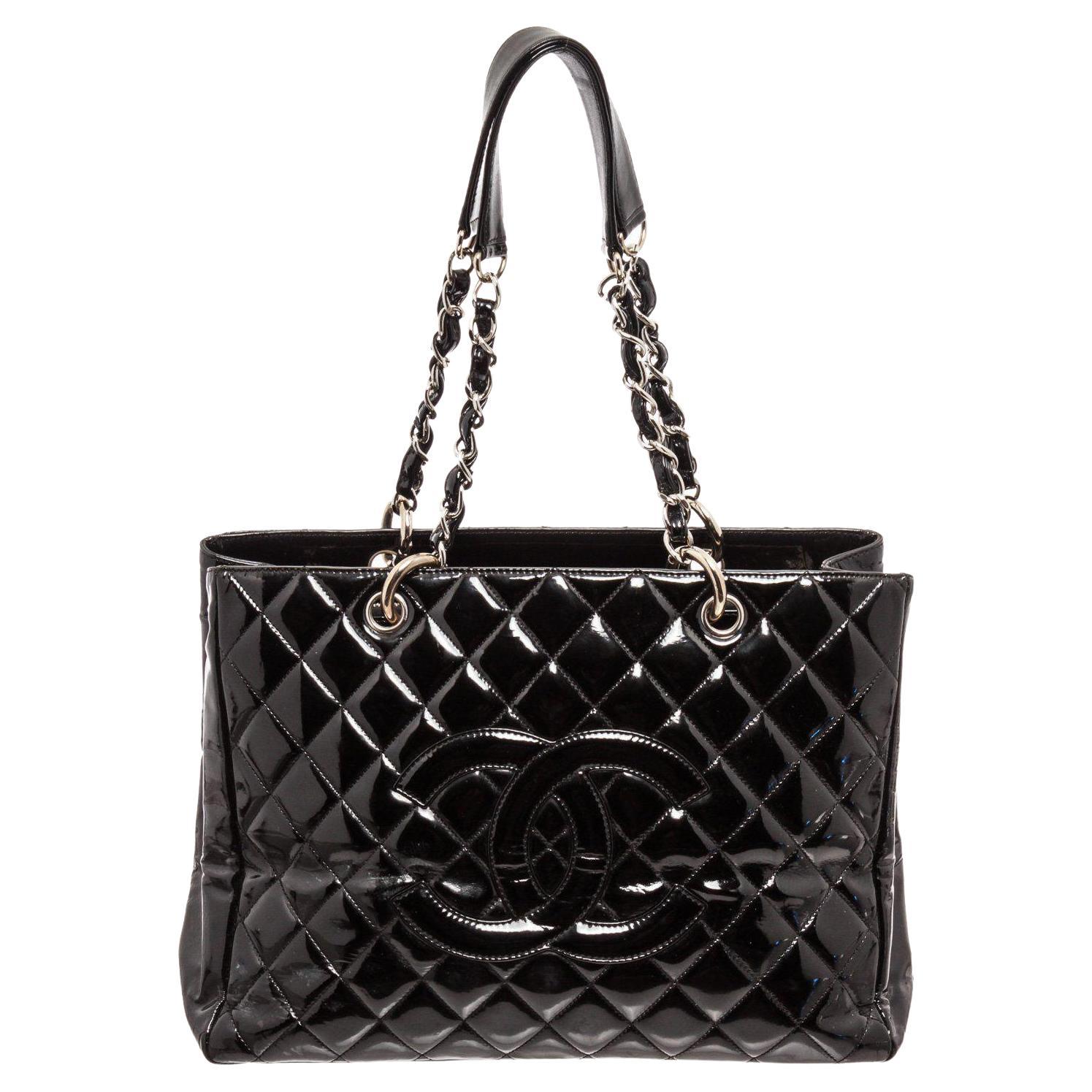 Chanel Black Patent Leather GST Tote Bag at 1stDibs