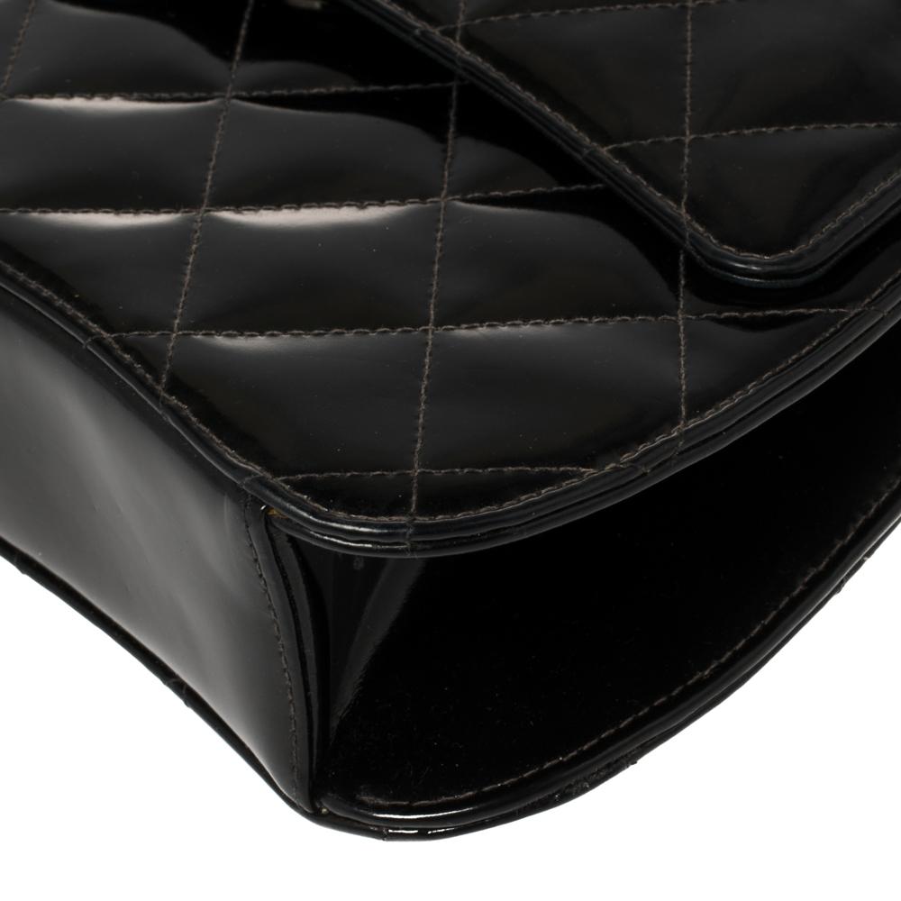 Chanel Black Patent Leather ID Bracelet Flap Bag 6