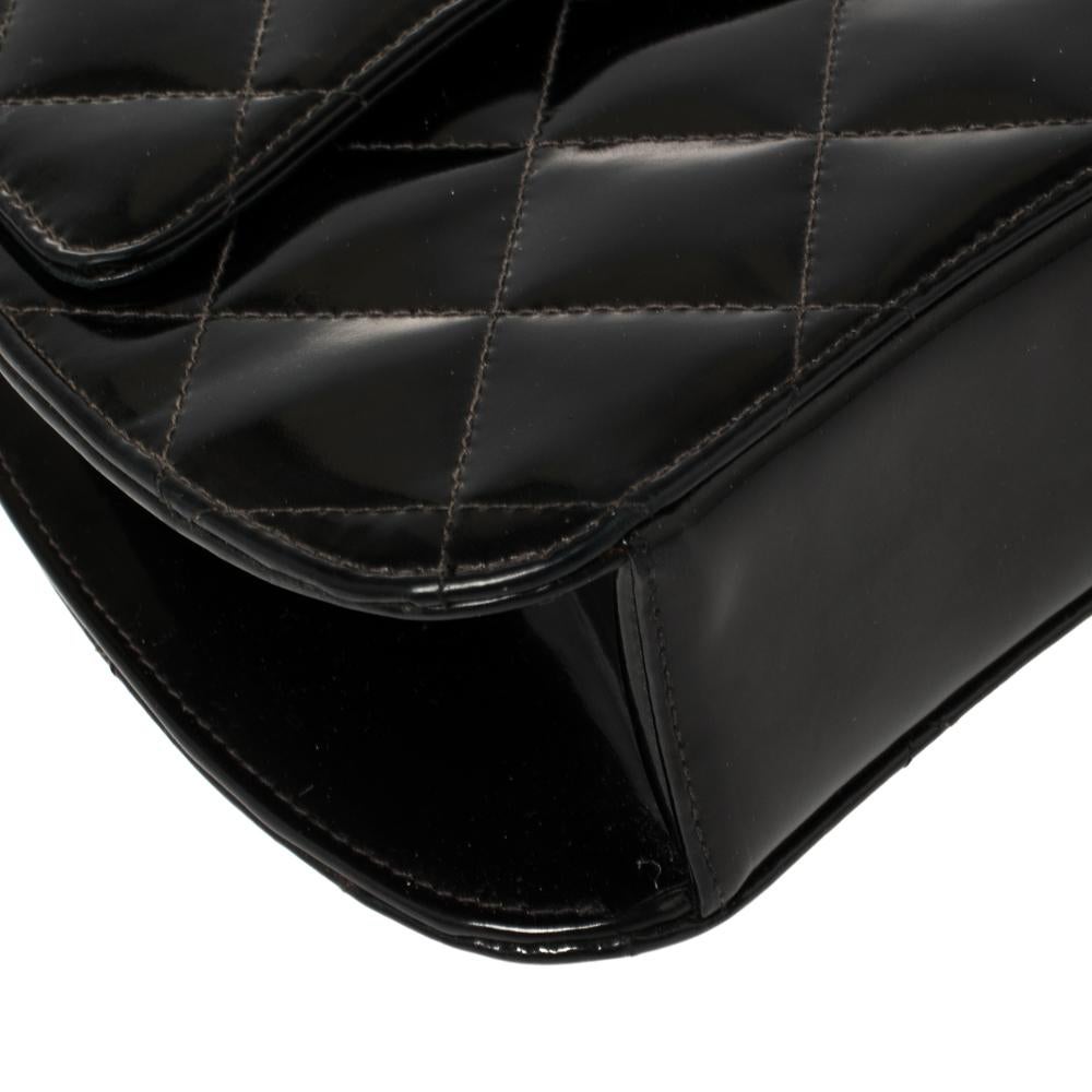 Chanel Black Patent Leather ID Bracelet Flap Bag 7