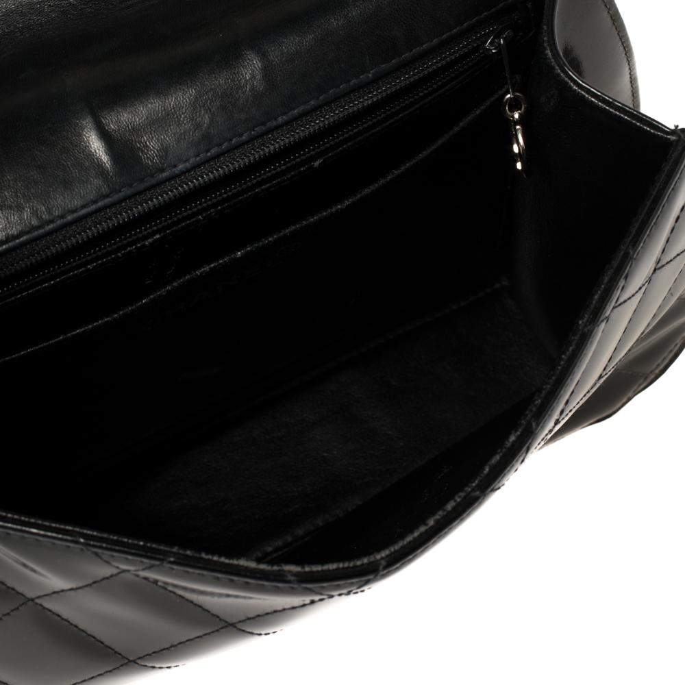 Chanel Black Patent Leather ID Bracelet Flap Bag 4