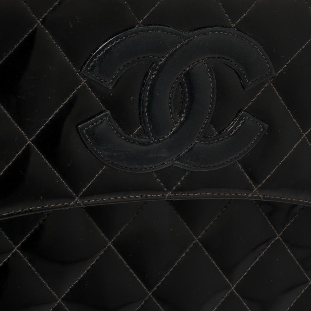 Chanel Black Patent Leather ID Bracelet Flap Bag 5