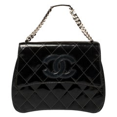 Chanel Black Patent Leather ID Bracelet Flap Bag