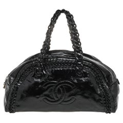 Chanel Black Patent Leather Large Luxe Ligne Bowler Bag