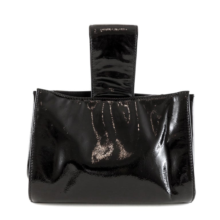 Chanel Black Patent Leather Looped Handle Bag at 1stDibs