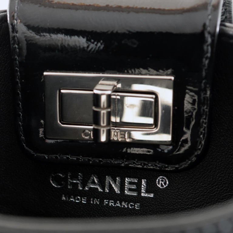 Chanel Black Patent Leather Looped Handle Bag at 1stDibs