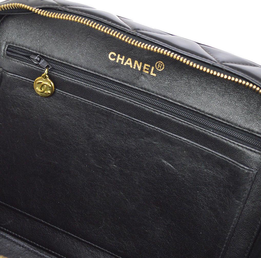 Chanel Black Patent Leather Lunch Travel Top Handle Satchel Tote Shoulder Bag 4