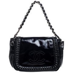 Chanel Black Patent Leather Luxe Ligne Flap Bag