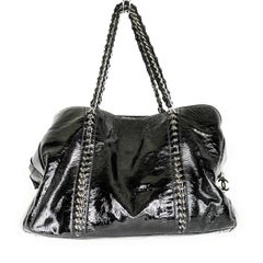 Chanel Black Patent Leather Luxe Ligne Tote Bag
