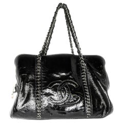 Chanel Black Patent Leather Luxe Ligne Tote Bag