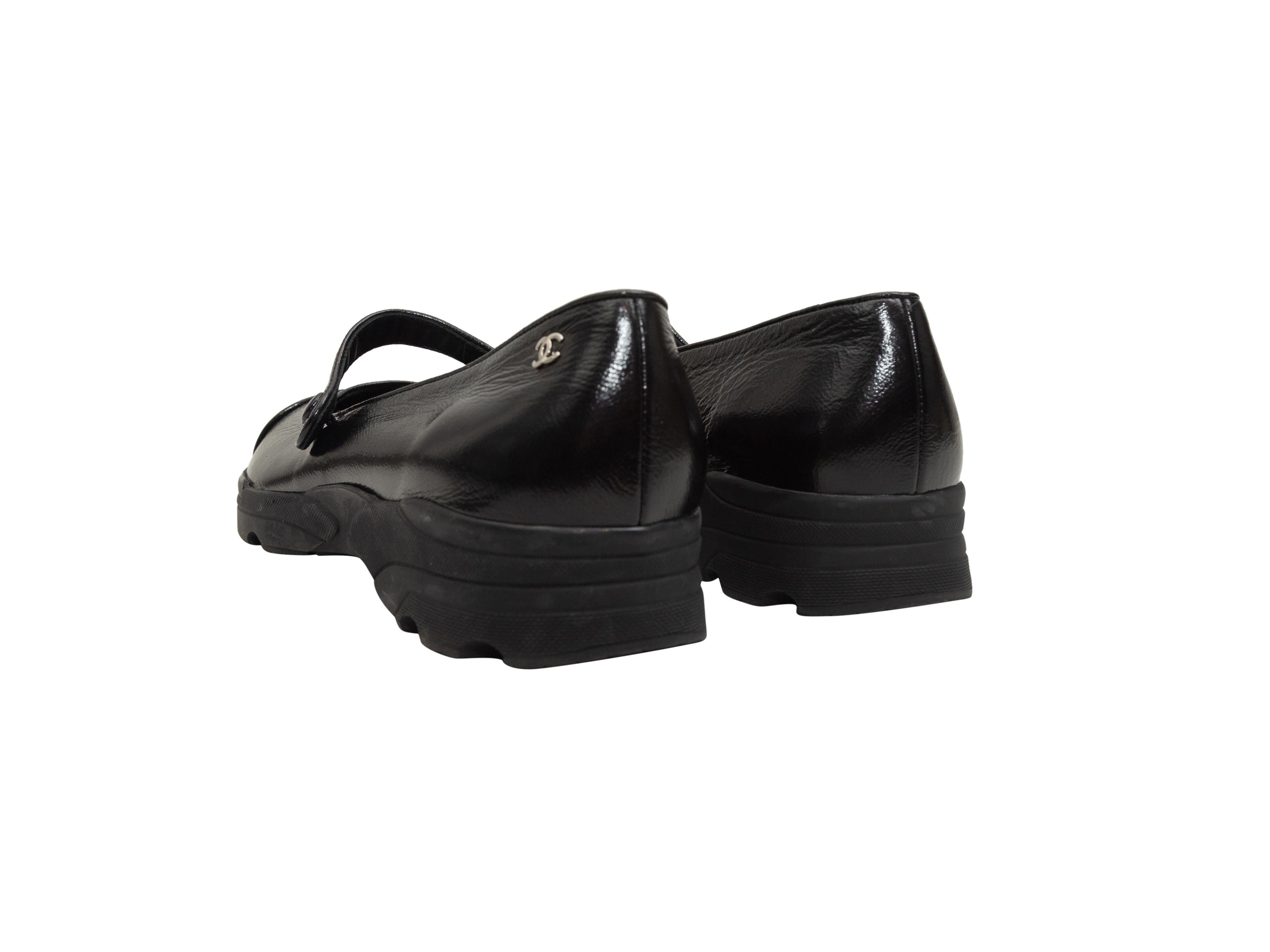 Women's Chanel Black Patent Leather Mary Jane Flats