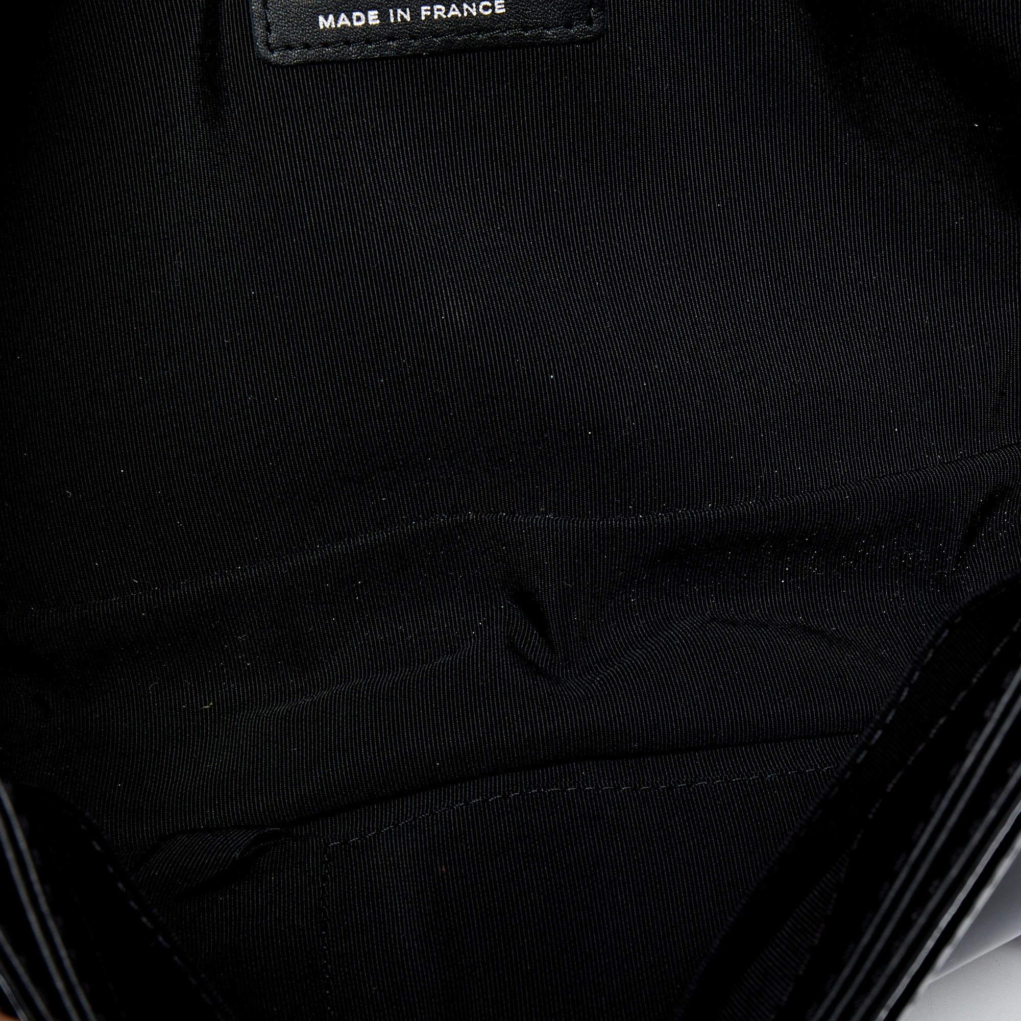 Chanel Black Patent Leather New Medium Reverso Boy Flap Bag 4
