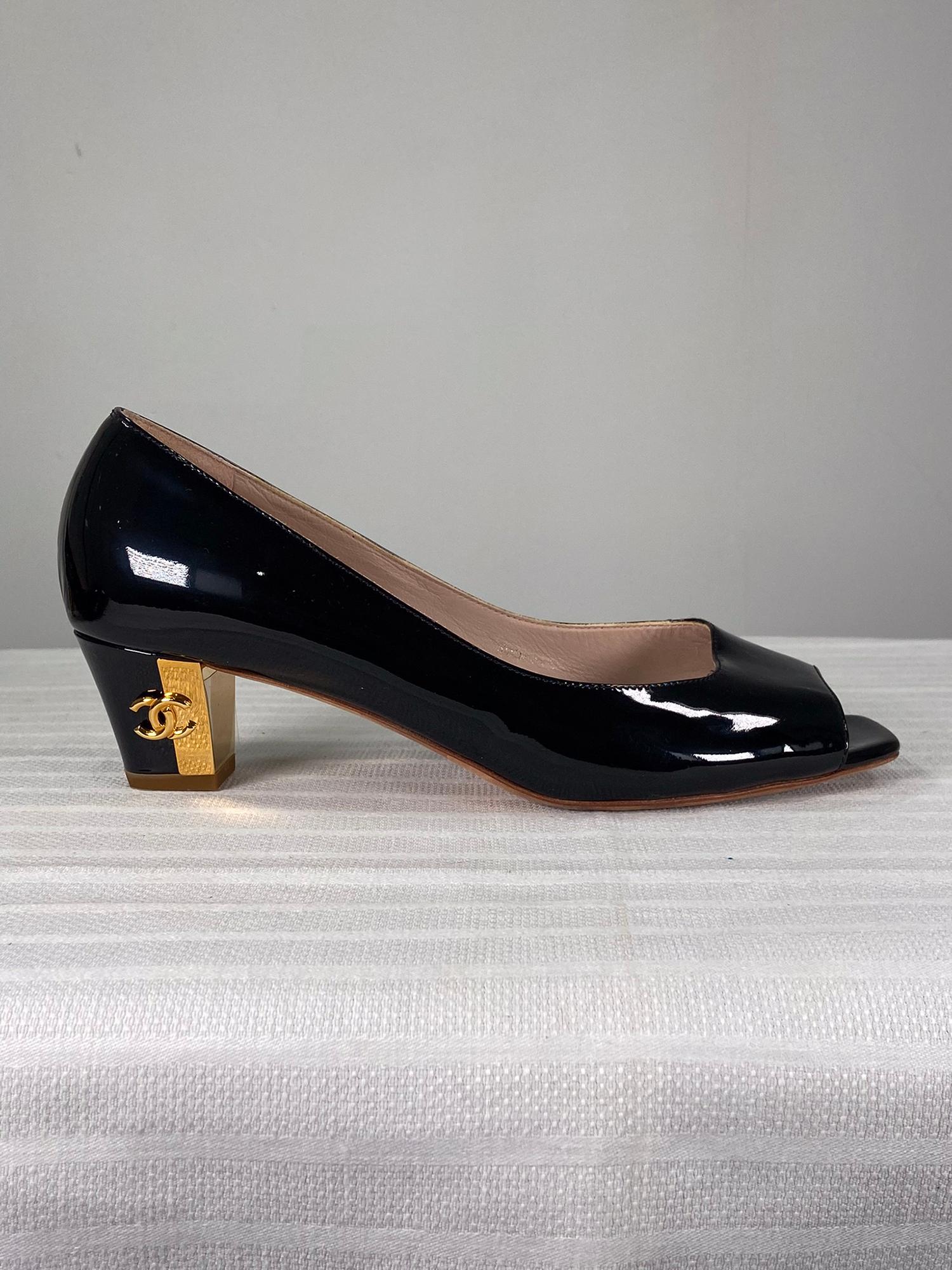 black pump gold heel