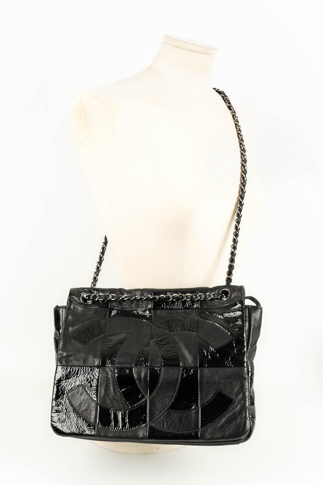 Chanel Black Patent Leather Patchwork Bag, 2006/2007 For Sale 7