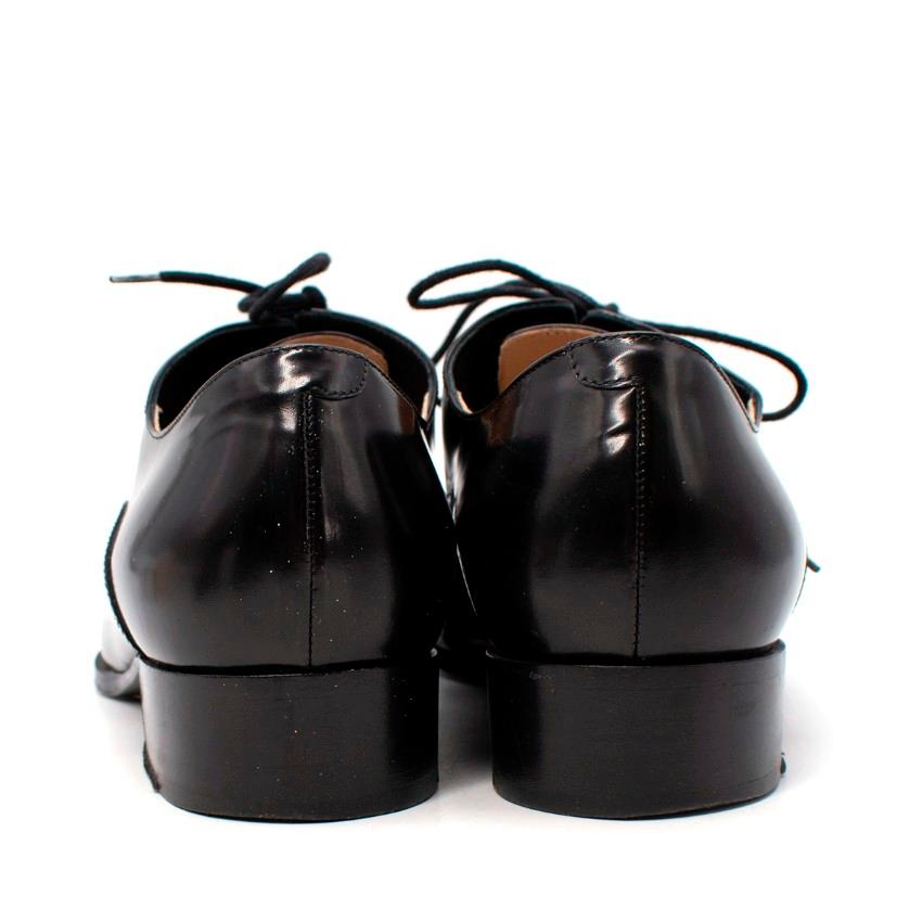 Chanel Black Patent Leather Point Toe Lace Up Loafers In Excellent Condition For Sale In London, GB