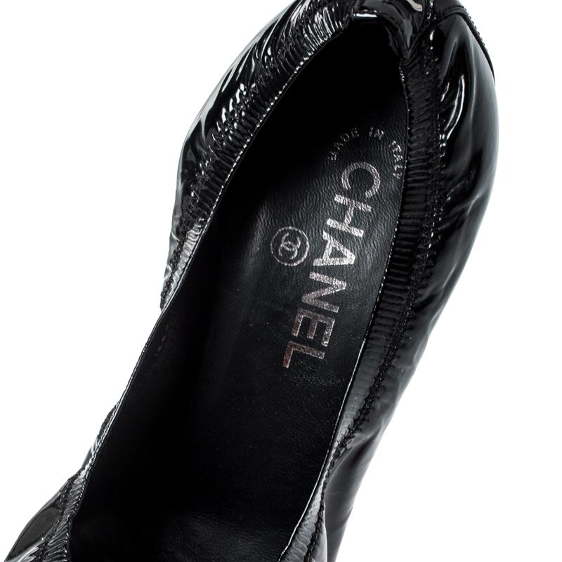 Chanel Black Patent Leather Pointed Toe Pumps 39 1