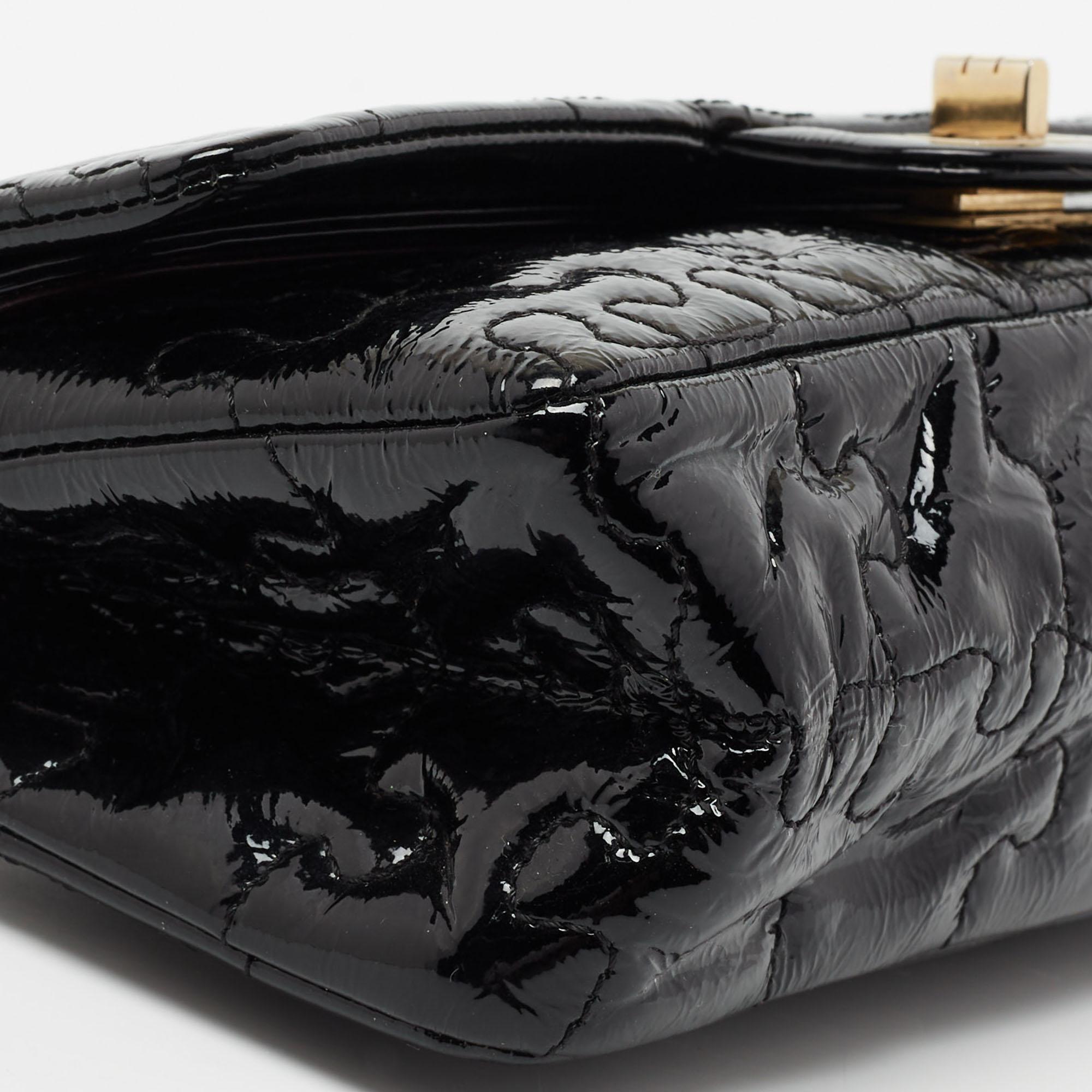 Chanel Black Patent Leather Puzzle Reissue 2.55 Classic 225 Flap Bag 4