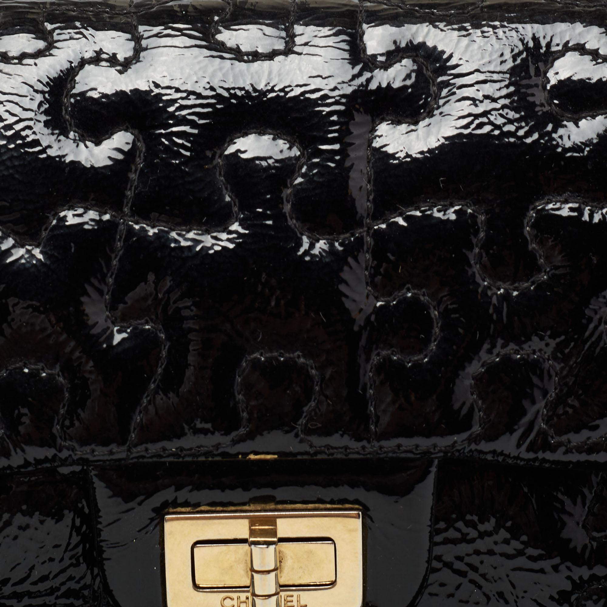 Chanel Black Patent Leather Puzzle Reissue 2.55 Classic 225 Flap Bag 5