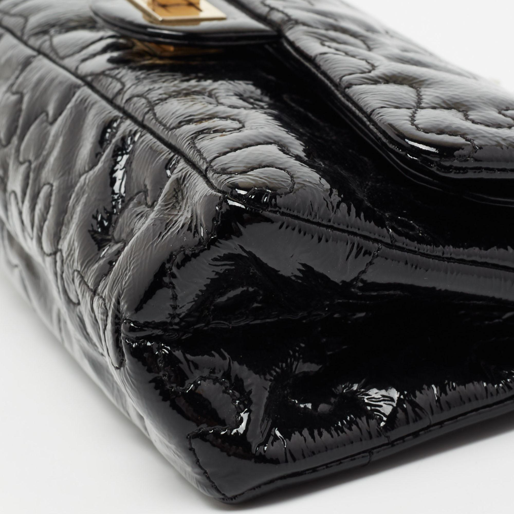 Chanel Black Patent Leather Puzzle Reissue 2.55 Classic 225 Flap Bag 3