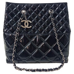 Chanel Black Patent Leather Shopping Bag