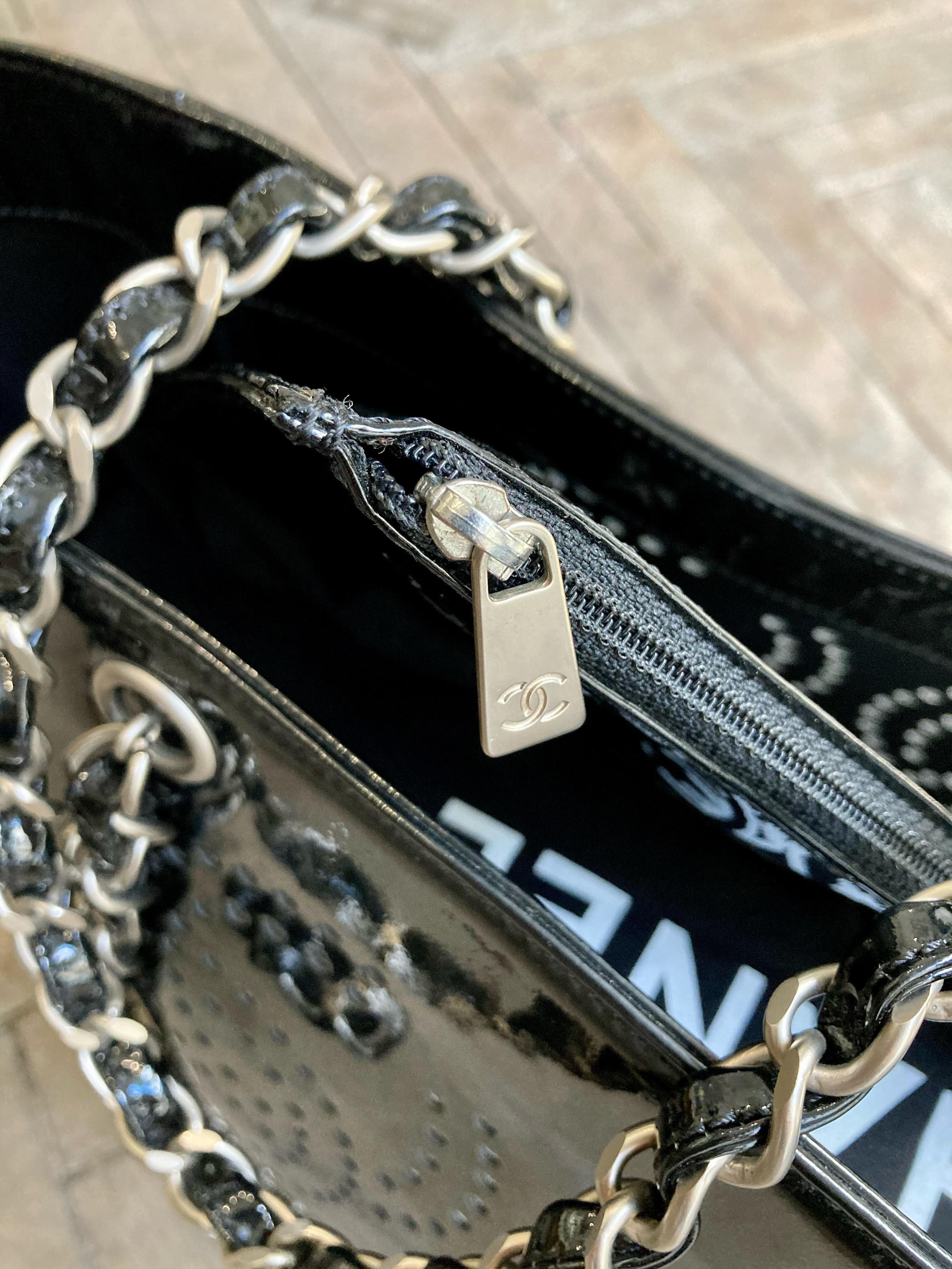 Chanel Black Leather Shoulder Tote Bag 3
