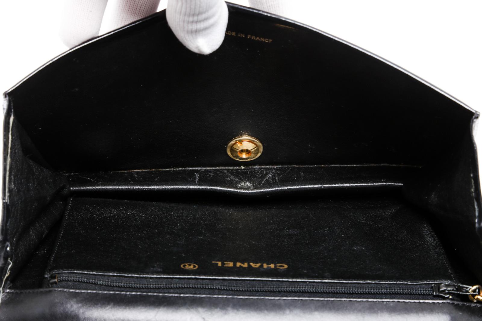 Chanel Black Patent Leather Small Chain Shoulder Bag 2