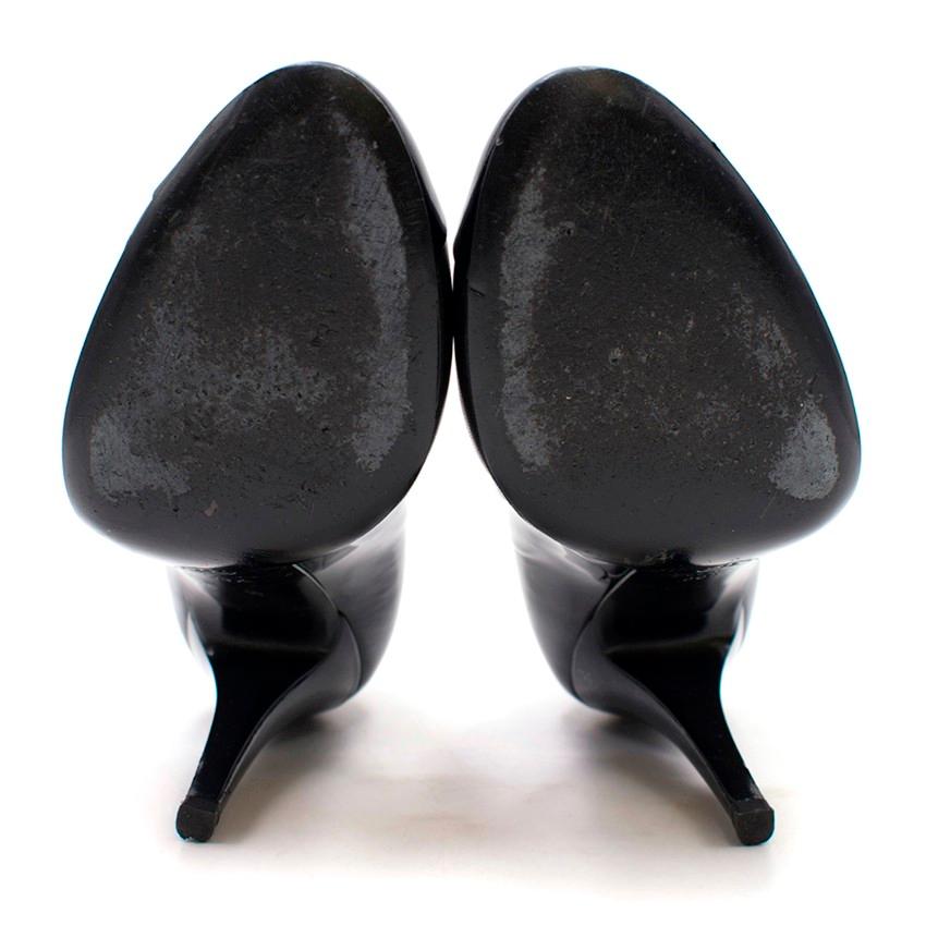 Chanel Black Patent Leather T-Strap Sandals 38.5 4
