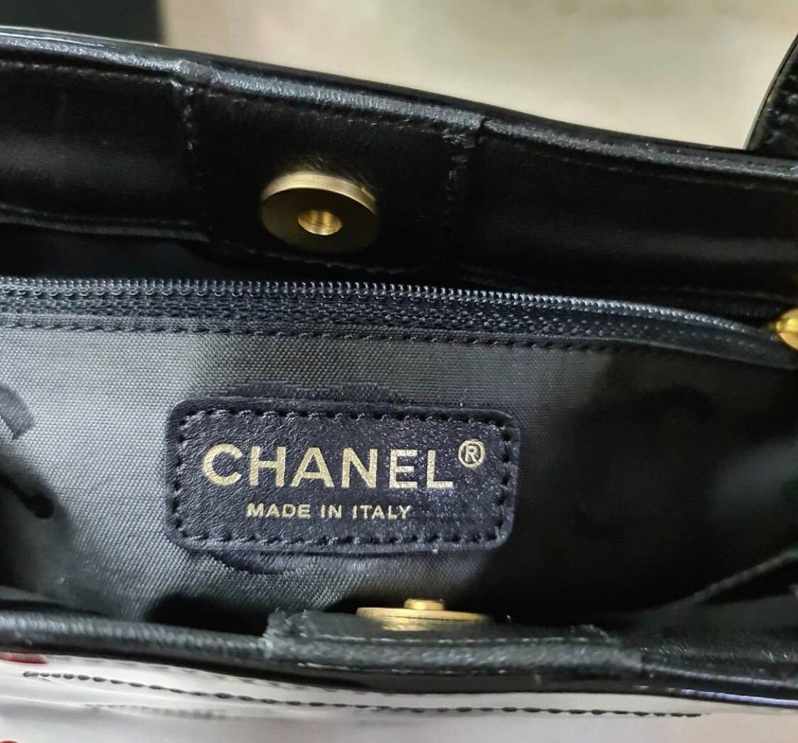 Chanel Black Patent Leather Triple Coco Tote Bag 4
