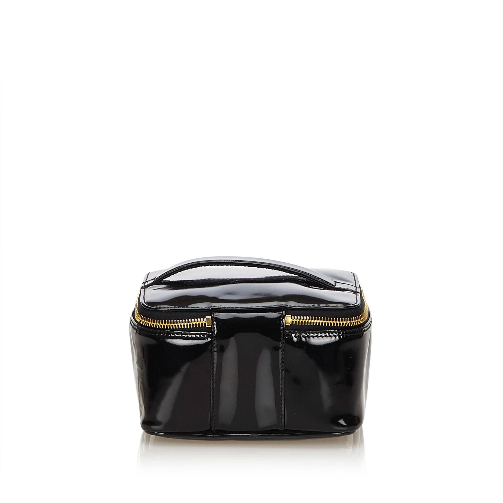 Chanel Black Patent Leather Vanity Bag In Excellent Condition In Sheung Wan, HK