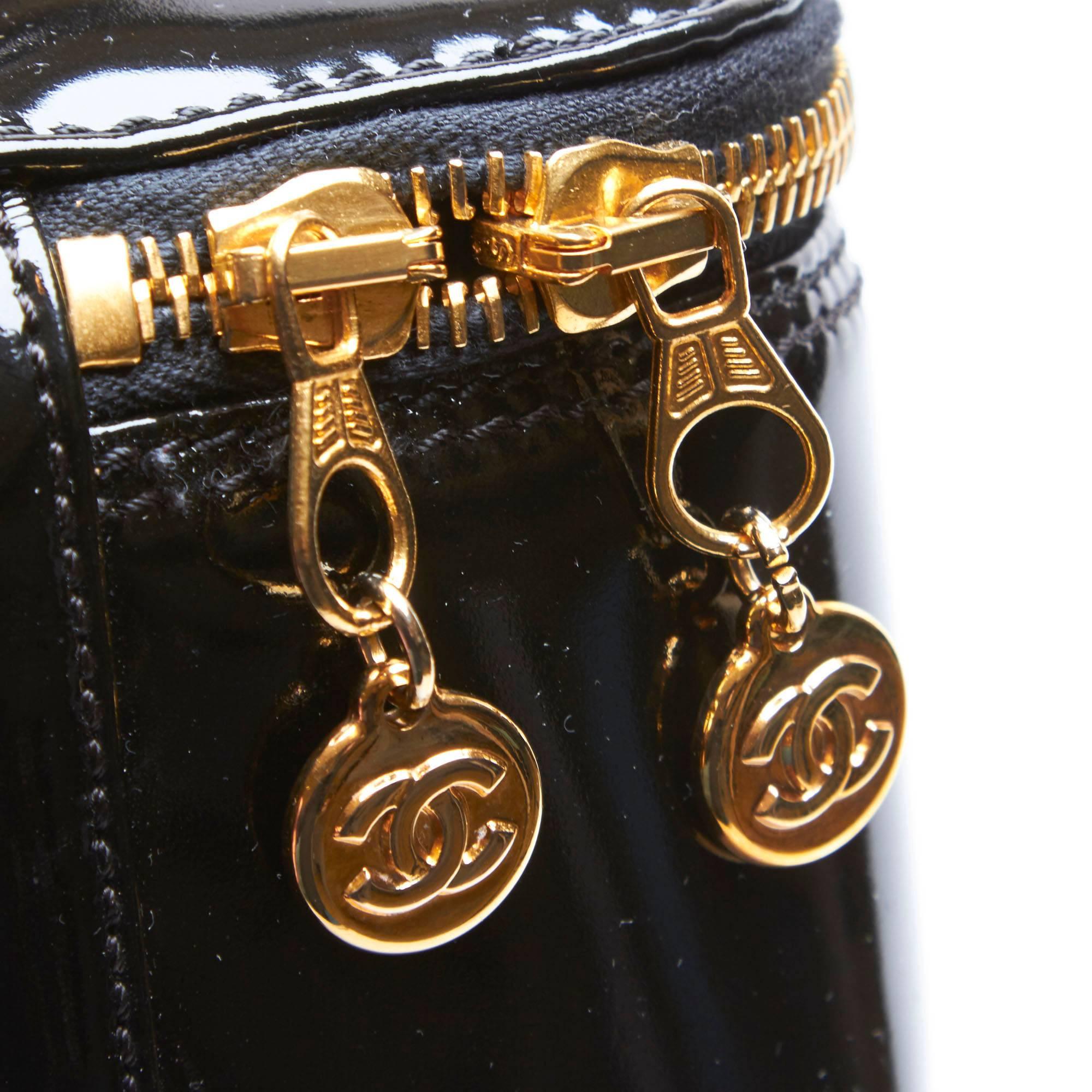 Chanel Black Patent Leather Vanity Bag 1