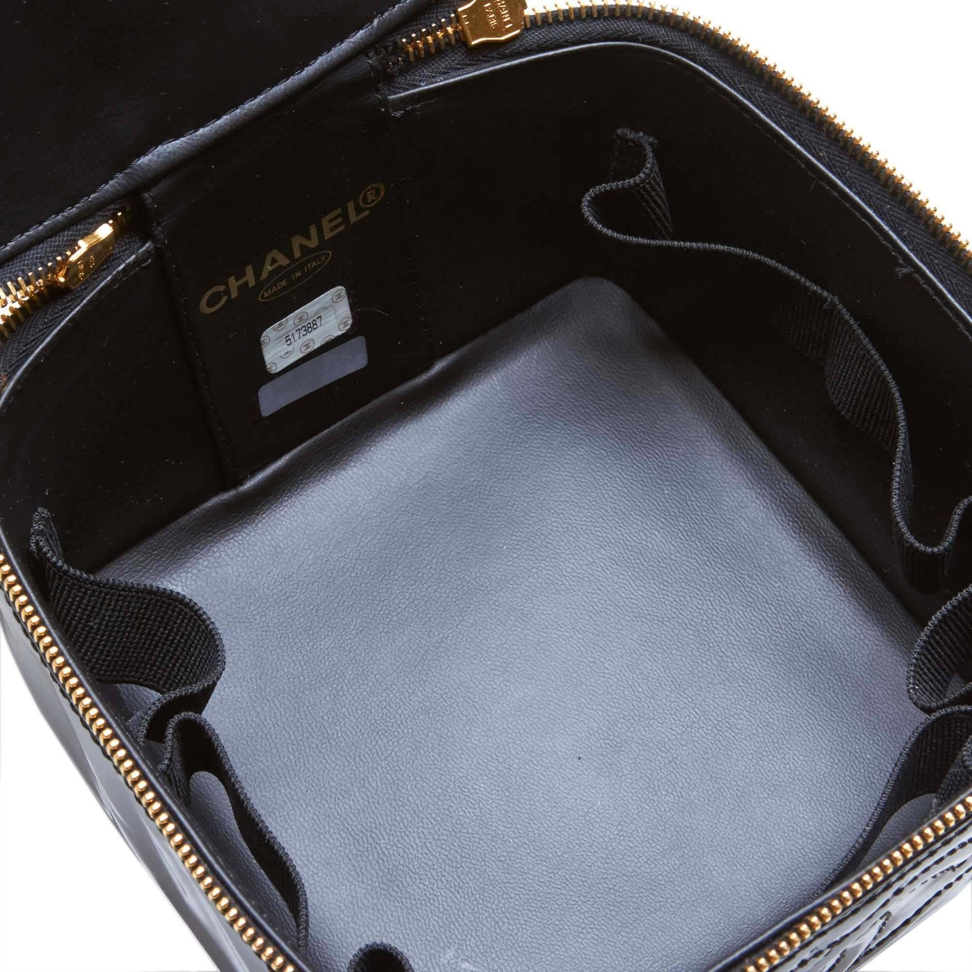 Chanel Black Patent Leather Vanity Bag 2