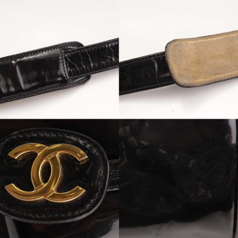 Chanel Black Patent Leather Vintage CC Boston Bag 2