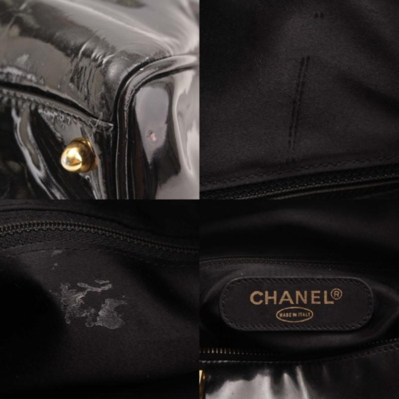 Chanel Black Patent Leather Vintage CC Boston Bag 4