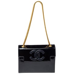 Chanel Black Patent Leather Vintage CC Flap Shoulder Bag