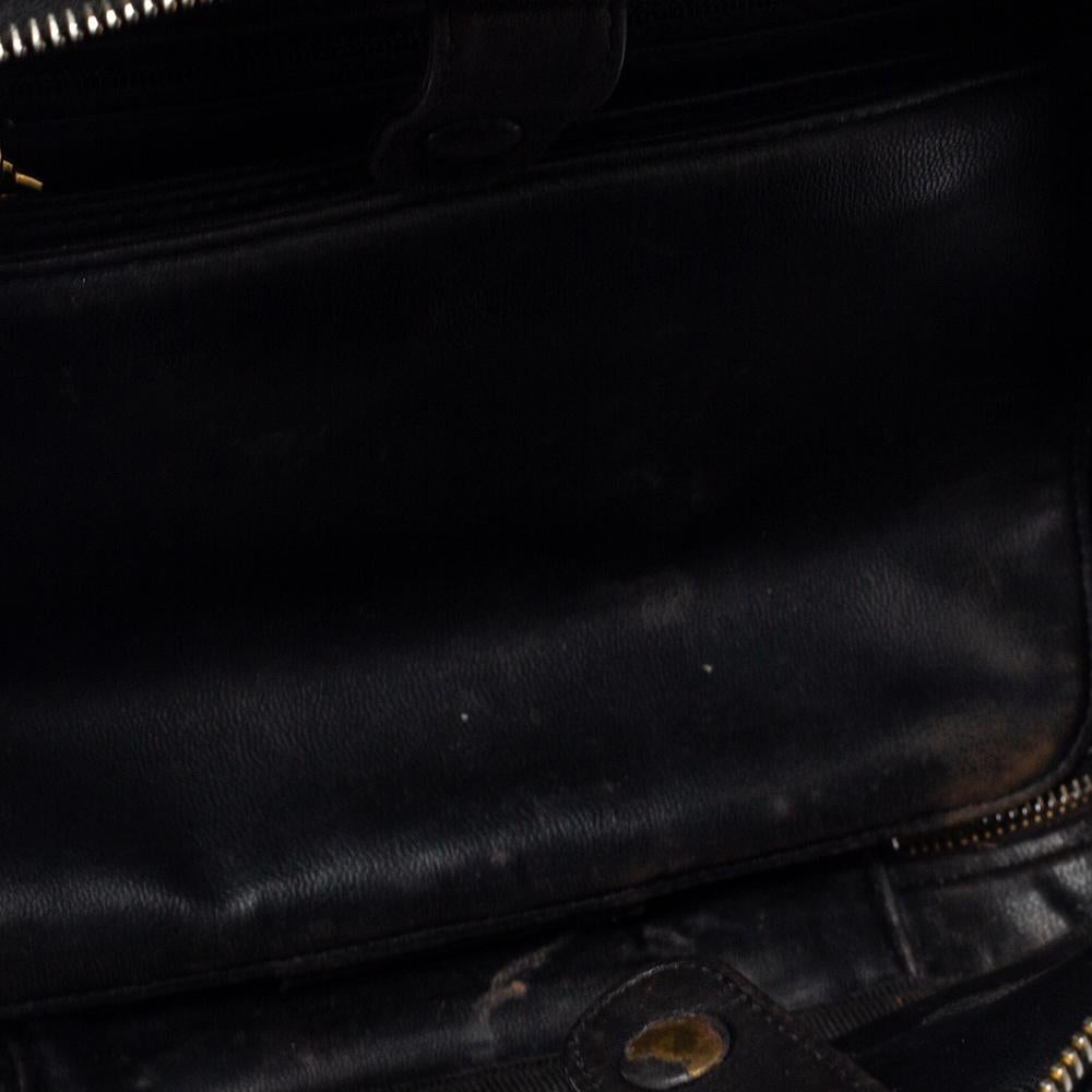 Women's Chanel Black Patent Leather Vintage CC Vanity Case Top Handle Bag