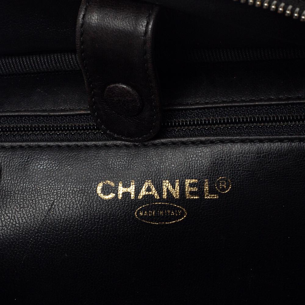Chanel Black Patent Leather Vintage CC Vanity Case Top Handle Bag 1