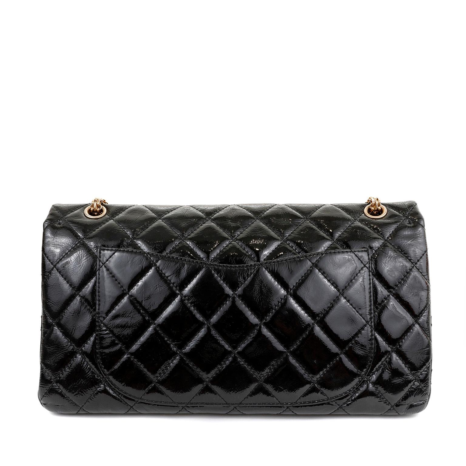 Chanel Black Patent Leather XL Reissue Flap Bag  In Excellent Condition In Palm Beach, FL